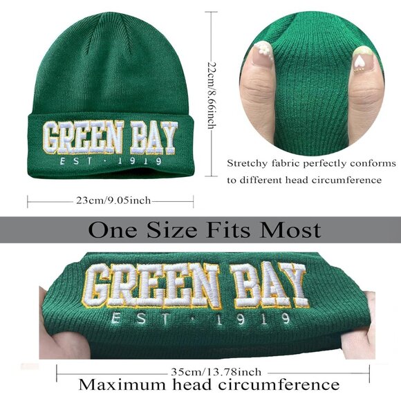 Women's Green & Yellow Soft Knit Winter Hat For Cold Weather Beanie Toque Hat - Picture 2 of 7